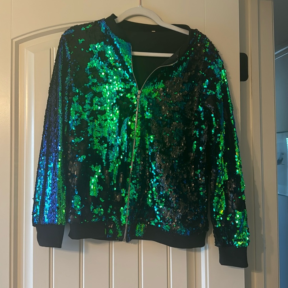 Sequined Zip Up Jacket - image 1